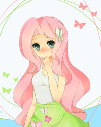 Size: 800x1003 | Tagged: safe, artist:lneko-hime, fluttershy, equestria girls, g4, blushing, cute, female, humanized, shyabetes, solo