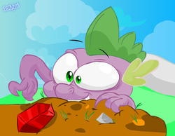 Size: 900x700 | Tagged: safe, artist:benja, spike, ask ask-the-ponies, g4, eyes on the prize, gem, male, solo