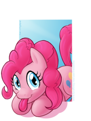 Size: 425x565 | Tagged: safe, artist:redadillio, pinkie pie, g4, female, out of frame, solo, tongue out