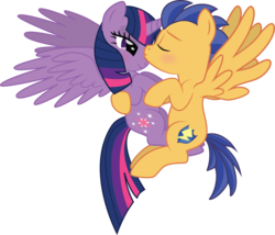 Size: 4517x3875 | Tagged: safe, artist:benybing, flash sentry, twilight sparkle, alicorn, pegasus, pony, g4, blushing, duo, female, flying, horn, kissing, male, mare, ship:flashlight, shipping, simple background, spread wings, stallion, straight, transparent background, twilight sparkle (alicorn), vector, wings