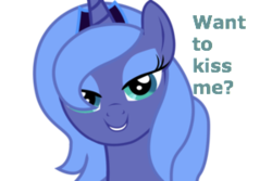 Size: 300x200 | Tagged: safe, princess luna, alicorn, pony, g4, ask, bedroom eyes, bronybait, female, interspecies, mare, question, s1 luna, simple background, solo, transparent background