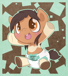 Size: 871x982 | Tagged: safe, artist:cuddlehooves, oc, oc only, oc:remington, pony, baby, baby pony, diaper, foal, poofy diaper, solo