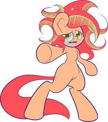 Size: 500x562 | Tagged: safe, artist:extradan, oc, oc only, oc:pumpkin spice, pony, bipedal, crying, pointing, simple background, solo