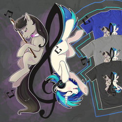 Size: 800x800 | Tagged: safe, artist:kaceymeg, dj pon-3, octavia melody, vinyl scratch, g4