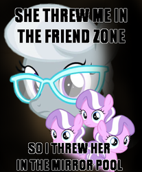 Size: 382x462 | Tagged: safe, diamond tiara, silver spoon, earth pony, pony, g4, clone, female, filly, foal, friendzone, glasses, meme