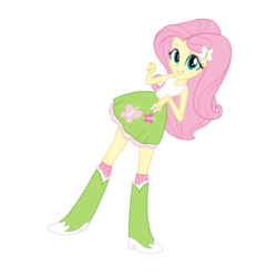 Size: 1600x1600 | Tagged: safe, fluttershy, equestria girls, g4, clothes, dancing, female, simple background, skirt, socks, solo, tank top, transparent background, vector