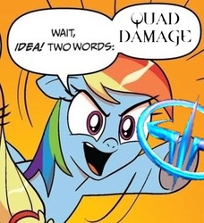 Size: 334x366 | Tagged: safe, rainbow dash, g4, exploitable meme, meme, quad damage, quake, quake 3 arena, two words meme