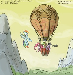 Size: 1280x1326 | Tagged: safe, artist:king-kakapo, pinkie pie, rainbow dash, spike, twilight sparkle, ambiguous race, earth pony, pegasus, pony, g4, 30 minute art challenge, balloon