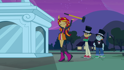 Size: 1920x1080 | Tagged: safe, snails, snips, sunset shimmer, equestria girls, g4, my little pony equestria girls, sledgehammer