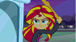 Size: 576x324 | Tagged: safe, screencap, snails, snips, spike, sunset shimmer, dog, equestria girls, g4, my little pony equestria girls, animated, gif, sledgehammer, spike the dog