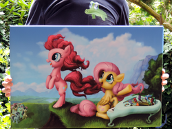Size: 4200x3150 | Tagged: safe, artist:deathpwny, fluttershy, pinkie pie, g4, canvas, duo, painting
