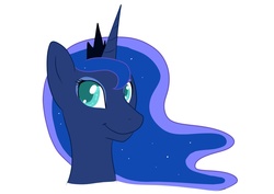 Size: 1024x724 | Tagged: safe, artist:ironanookami, princess luna, g4, bust, female, simple background, smiling, solo