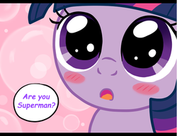 Size: 598x459 | Tagged: safe, artist:mangaka-girl, twilight sparkle, g4, comic sans, cute, female, filly, male, solo, superman