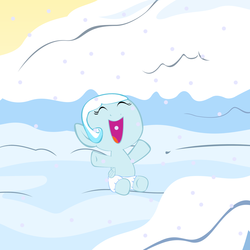 Size: 1280x1280 | Tagged: safe, artist:aetherlordignus, oc, oc only, oc:snowdrop, pony, baby, baby pony, diaper, foal, snow, snowfall, solo