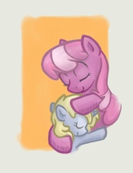 Size: 529x688 | Tagged: safe, artist:onkelscrut, cheerilee, dinky hooves, pony, unicorn, g4, filly, hug