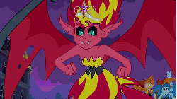 Size: 576x324 | Tagged: safe, screencap, snails, snips, sunset shimmer, demon, equestria girls, g4, my little pony equestria girls, animated, big crown thingy, element of magic, gif, sunset satan, the fools