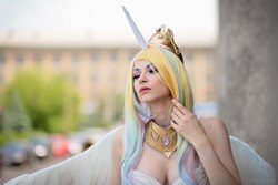 Size: 2000x1333 | Tagged: safe, artist:hiems214, princess celestia, human, g4, cleavage, cosplay, female, irl, irl human, photo, solo