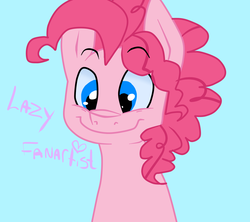 Size: 1354x1200 | Tagged: safe, artist:lazyfanartist, pinkie pie, g4, bubble berry, happy, request, rule 63, smiling, solo