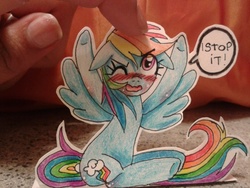 Size: 2560x1920 | Tagged: safe, artist:nekomash, rainbow dash, g4, blushing, paper child, photo, tsundere