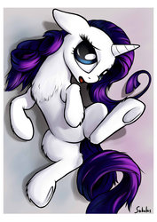 Size: 1024x1448 | Tagged: safe, artist:sokolas, rarity, g4, chest fluff, female, floppy ears, fluffy, hooves, on back, solo