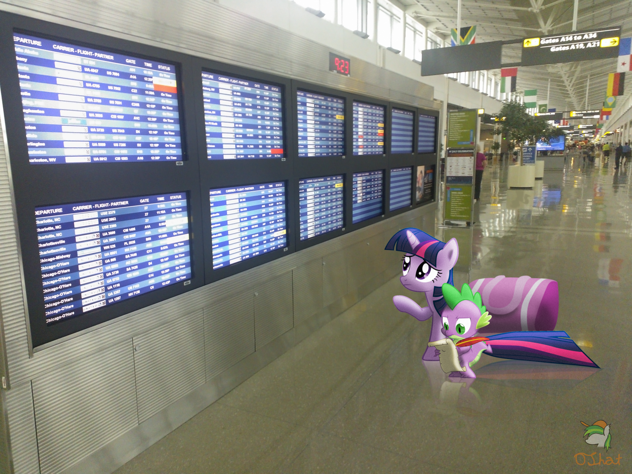 388661 safe, artistojhat, spike, twilight sparkle, g4, airport, irl