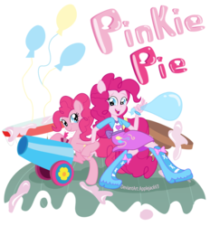 Size: 793x854 | Tagged: safe, artist:applejackv3, pinkie pie, human, equestria girls, g4, balloon, blowing up balloons, human ponidox, partillery, party cannon, square crossover