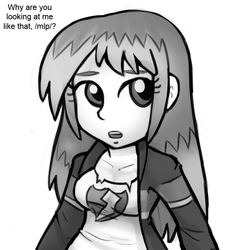 Size: 650x700 | Tagged: safe, artist:livesmutanon, flash sentry, human, equestria girls, /mlp/, flare warden, grayscale, humanized, mlpchan, monochrome, rule 63, solo