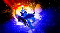 Size: 3000x1688 | Tagged: safe, artist:mylittlevisuals, princess luna, phoenix, g4, wallpaper