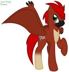 Size: 732x768 | Tagged: safe, artist:faith-wolff, kaiju pony, pegasus, pony, fanfic:the bridge, coat markings, godzilla (series), male, ponified, raised hoof, rodan, socks (coat markings), solo, stallion