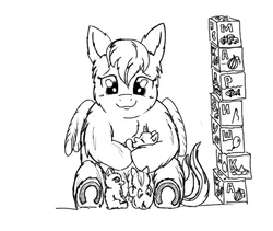 Size: 1200x1013 | Tagged: safe, fluffy pony, blocks, breastfeeding, fluffy pony foals, fluffy pony mother, monochrome, nonsexual nursing, nursing, russian hugbox week