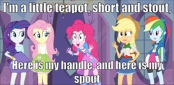 Size: 1024x499 | Tagged: safe, edit, edited screencap, screencap, applejack, fluttershy, pinkie pie, rainbow dash, rarity, equestria girls, g4, my little pony equestria girls, female, image macro, meme, pinkie has a crazy idea