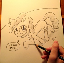 Size: 1400x1372 | Tagged: safe, artist:punk-pegasus, pinkie pie, g4, drawing, hand, traditional art