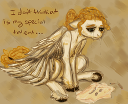 Size: 1141x933 | Tagged: safe, artist:coppahhead, oc, oc only, pegasus, pony, crying, sad, special talent, vent art