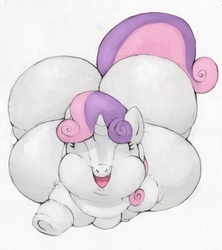 Size: 500x563 | Tagged: safe, artist:arkveveen, sweetie belle, g4, fat, female, obese, solo, sweetie belly