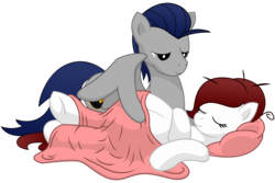 Size: 6750x4500 | Tagged: safe, artist:xniclord789x, oc, oc only, absurd resolution, blanket, female, male, pregnant, shipping, simple background, sleeping, straight, transparent background