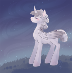 Size: 800x812 | Tagged: safe, artist:clovercoin, oc, oc only, oc:princess charming, alicorn, pony, alicorn oc, night, solo