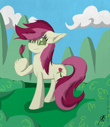 Size: 2289x2640 | Tagged: safe, artist:jorobro, roseluck, earth pony, pony, g4, female, flower, mare, rose, solo
