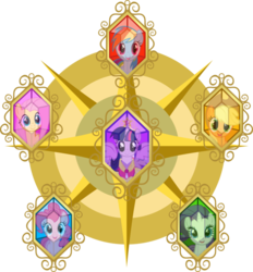 Size: 732x789 | Tagged: safe, applejack, fluttershy, pinkie pie, rainbow dash, rarity, twilight sparkle, alicorn, pony, g4, elements of harmony, female, mane six, mare, simple background, transparent background, twilight sparkle (alicorn), vector