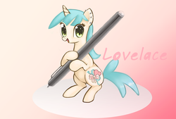 Size: 850x574 | Tagged: safe, artist:incomplete-obsession, oc, oc only, oc:lovelace, solo, stylus