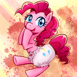 Size: 512x512 | Tagged: safe, artist:howzih, pinkie pie, earth pony, pony, g4, bloomers, cute, diapinkes, female, looking at you, mare, smiling, smiling at you, solo
