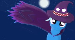 Size: 1224x653 | Tagged: safe, artist:avionrunner, trixie, pony, unicorn, g4, female, hat, mare, smiling, solo