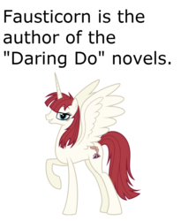 Size: 737x900 | Tagged: safe, daring do, oc, oc only, oc:fausticorn, g4, author, headcanon, lauren faust, solo, writer