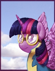 Size: 1067x1383 | Tagged: safe, artist:facelessukient, twilight sparkle, alicorn, pony, g4, female, goggles, mare, solo, twilight sparkle (alicorn), wonderbolt trainee uniform