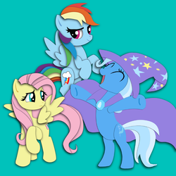 Size: 1800x1800 | Tagged: safe, artist:the-paper-pony, fluttershy, rainbow dash, trixie, g4