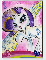 Size: 1000x1288 | Tagged: safe, artist:sara richard, idw, rarity, g4, artist card, female, solo, traditional art