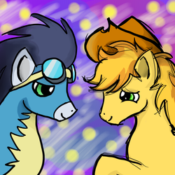 Size: 666x666 | Tagged: safe, artist:summer-solstace, braeburn, soarin', g4, gay, male, ship:soarburn, shipping