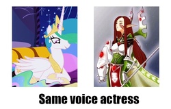 Size: 640x406 | Tagged: safe, princess celestia, eldar, g4, dawn of war, english, exploitable meme, farseer macha, meme, nicole oliver, same voice actor, warhammer (game), warhammer 40k