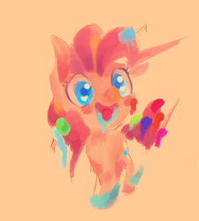 Size: 542x603 | Tagged: safe, artist:spanish-scoot, pinkie pie, g4, female, filly, paint, paint on fur, solo