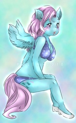 Size: 580x932 | Tagged: safe, artist:yolin, wind whistler, anthro, g1, bikini, clothes, female, solo, swimsuit