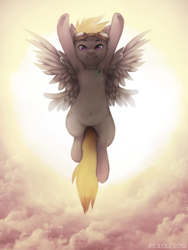 Size: 1200x1600 | Tagged: safe, artist:imalou, oc, oc only, pegasus, pony, armpits, backlighting, belly, commission, flying, goggles, solo